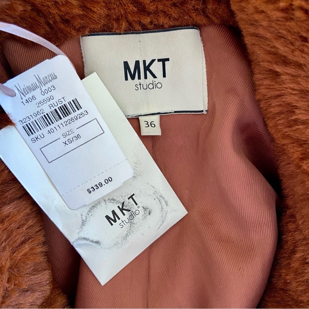 MKT STUDIO Faux Fur Teddy Coat Jacket Rust $350 - Picture 4 of 8